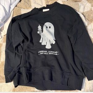 Aerie Black Ghost Print Crewneck